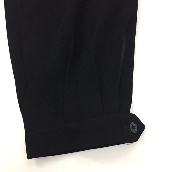 BABATON Black Japanese Fabric Button Hem Pleats Front Tapered Leg Dress Pants - Picture 7 of 9